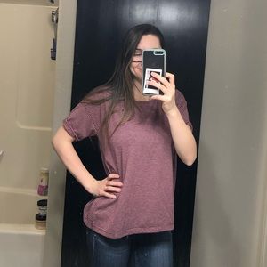 Red, Striped, T-Shirt